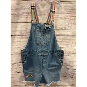 Target Peanuts Snoopy Denim Shortalls Rainbow Straps Blue XXL 318150617